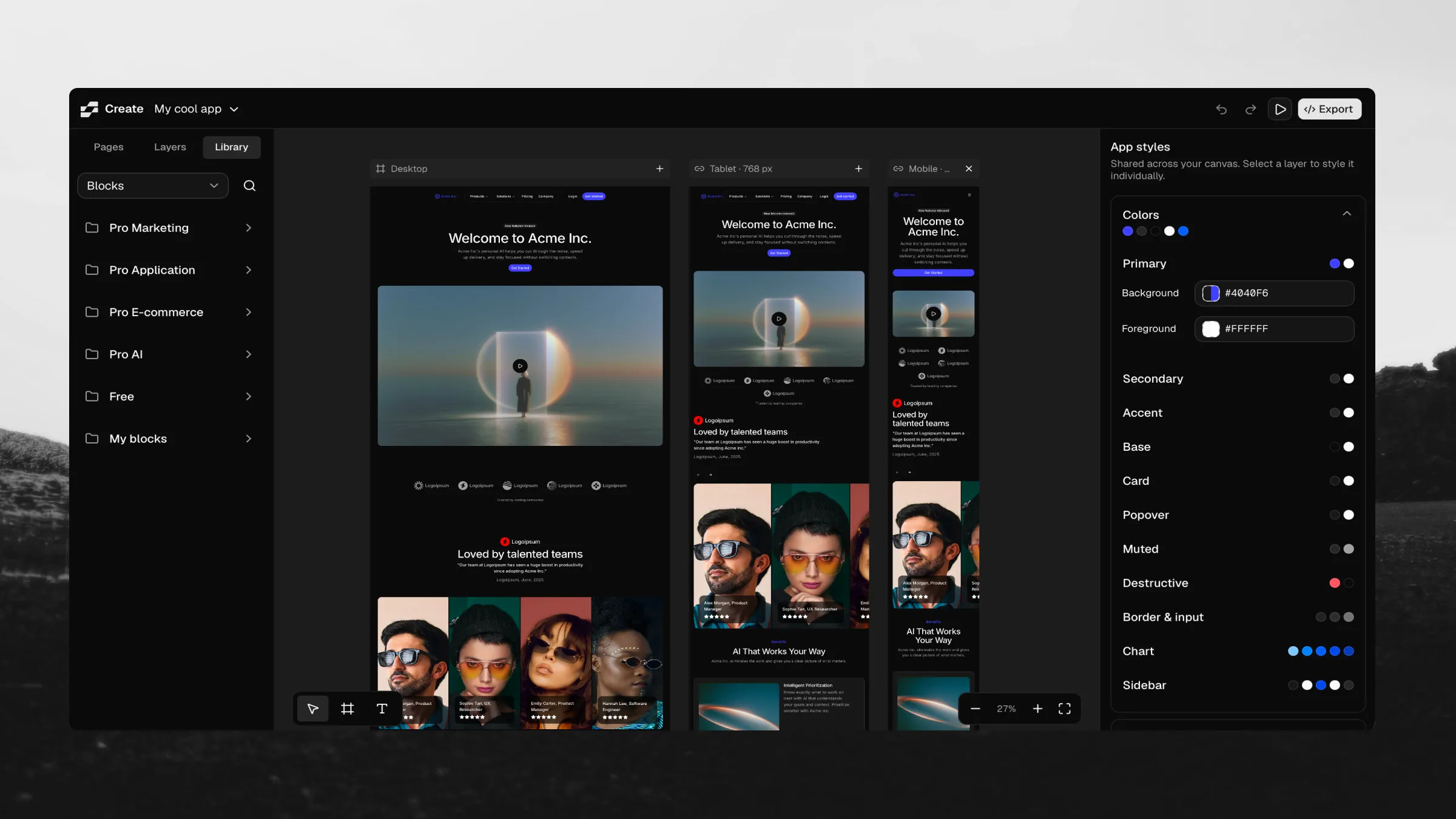 shadcncraft Create v2 visual builder