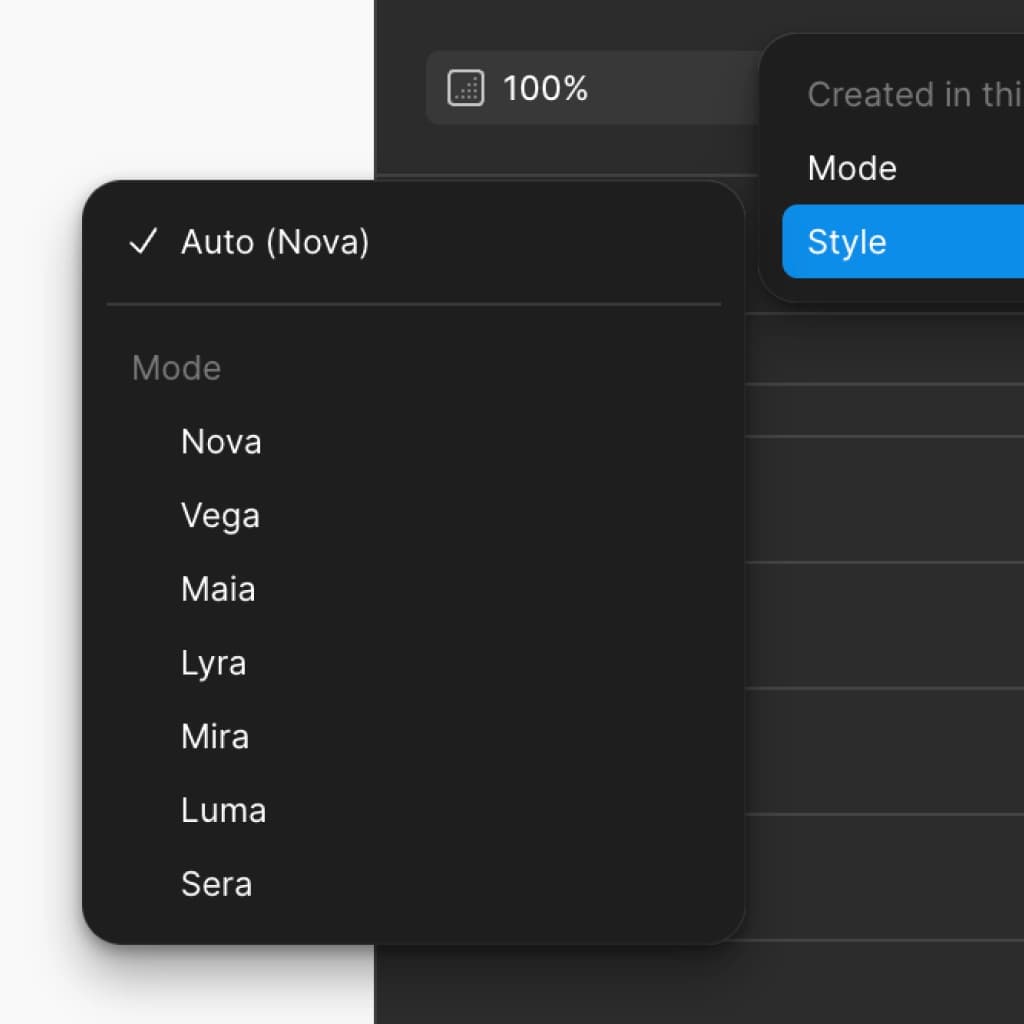 Multiple shadcn styles, one Figma file