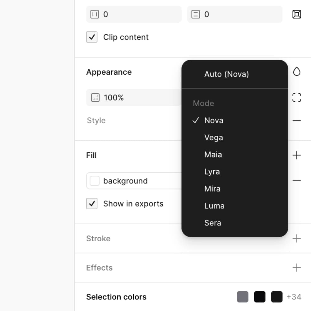Multiple shadcn styles, one Figma file