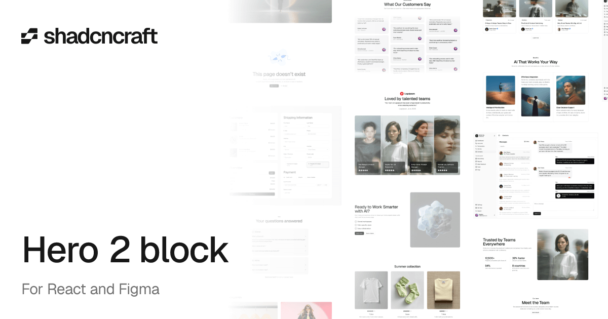 Hero 2 for shadcn/ui – React + Figma block – shadcncraft