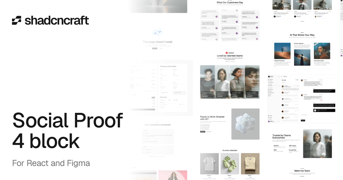 Social Proof 4 for shadcn/ui – React + Figma block – shadcncraft