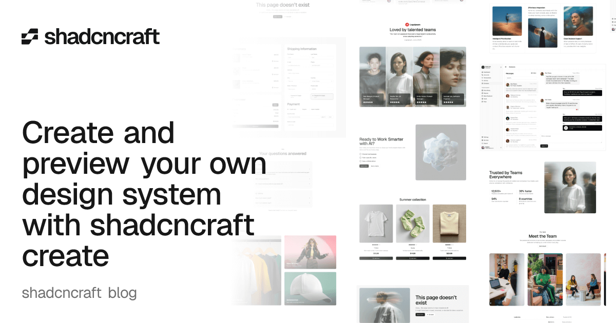 Create and preview your own design system with shadcncraft create ...