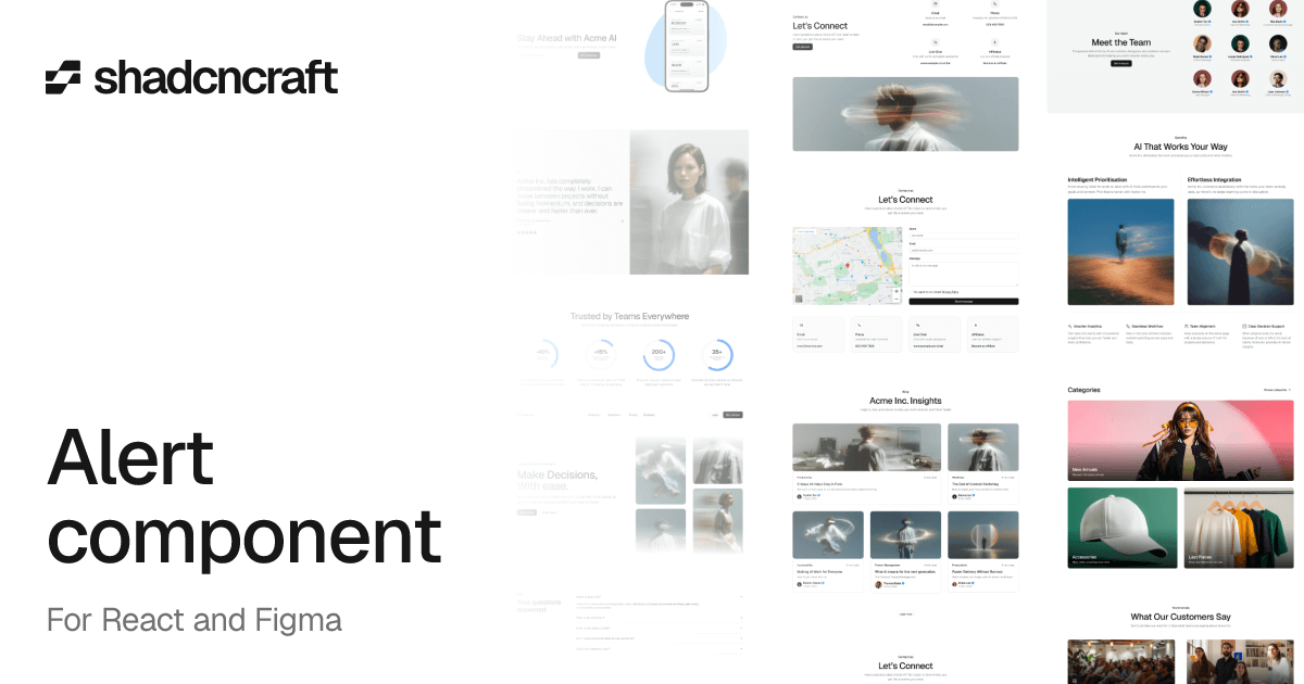 Alert component for shadcn/ui – React + Figma – shadcncraft