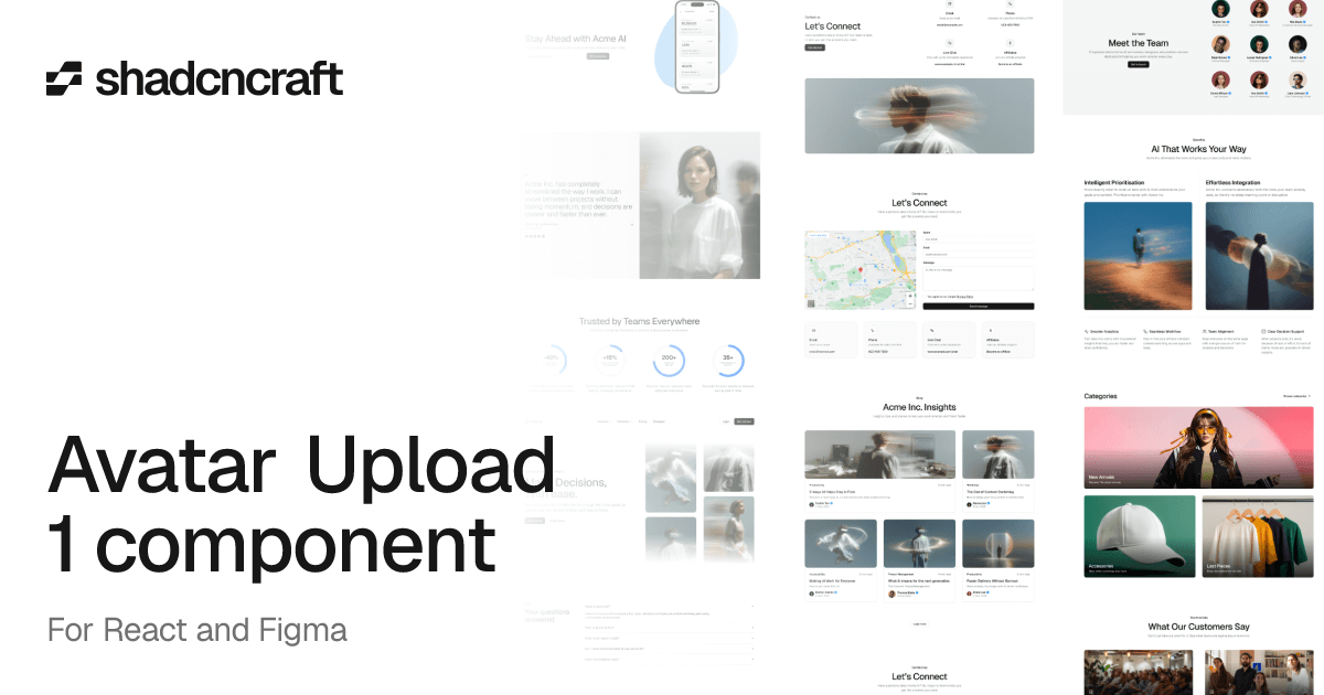 Avatar Upload 1 component for shadcn/ui – React + Figma – shadcncraft