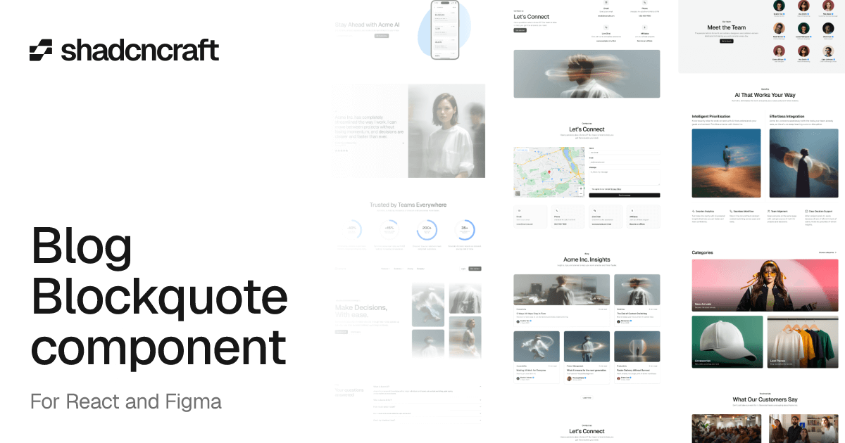 Blog Blockquote component for shadcn/ui – React + Figma – shadcncraft
