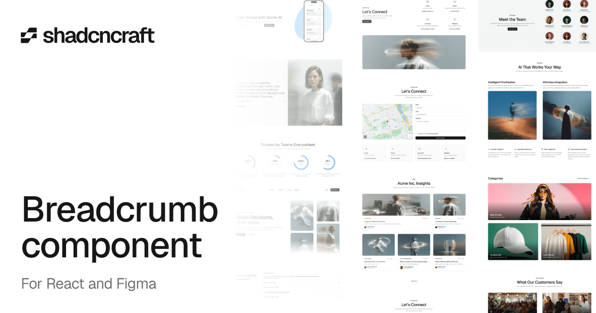 Breadcrumb component for shadcn/ui – React + Figma – shadcncraft