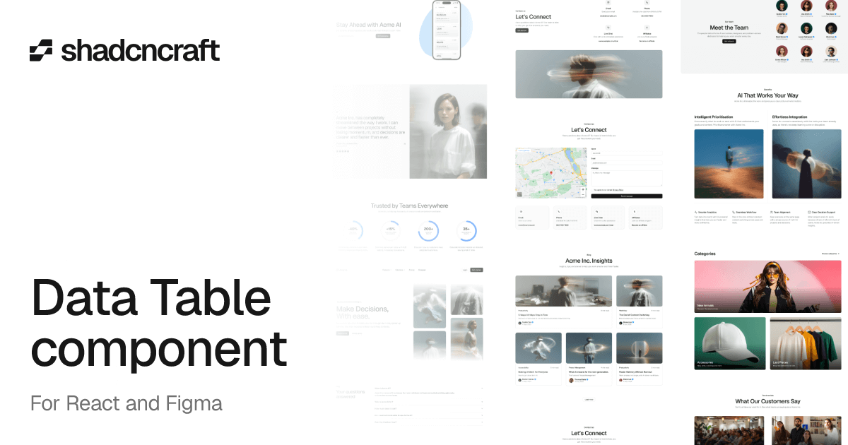 shadcn/ui data table component for React and Figma – shadcncraft