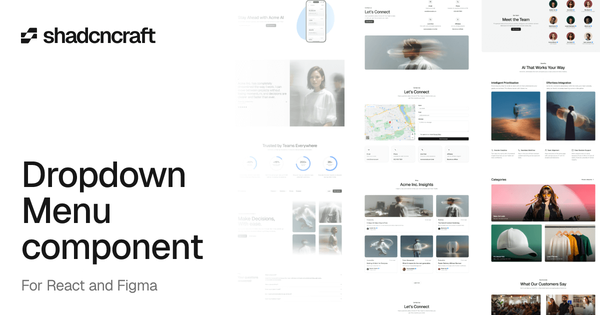 Dropdown Menu component for shadcn/ui – React + Figma – shadcncraft