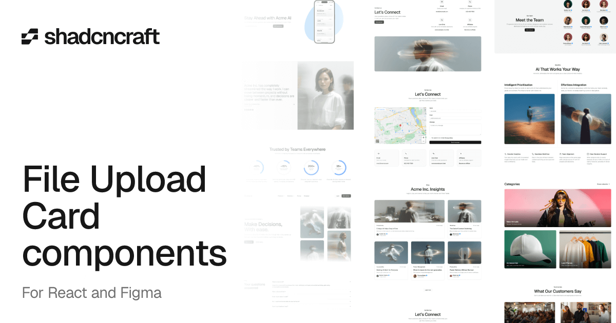 File Upload Card components for shadcn/ui – React + Figma – shadcncraft