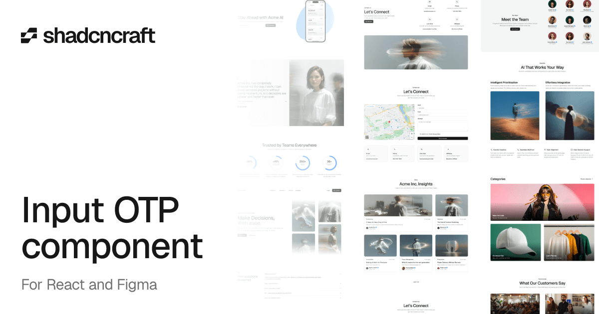 Input OTP component for shadcn/ui – React + Figma – shadcncraft