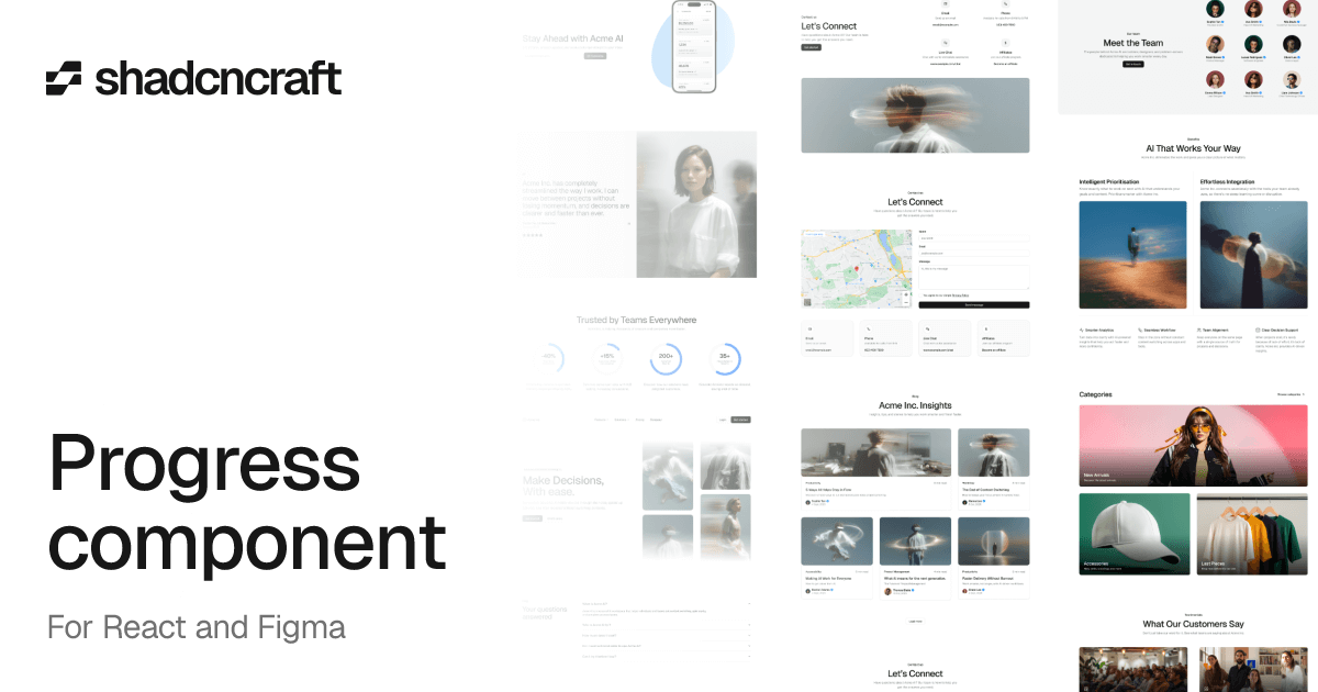 Progress component for shadcn/ui – React + Figma – shadcncraft