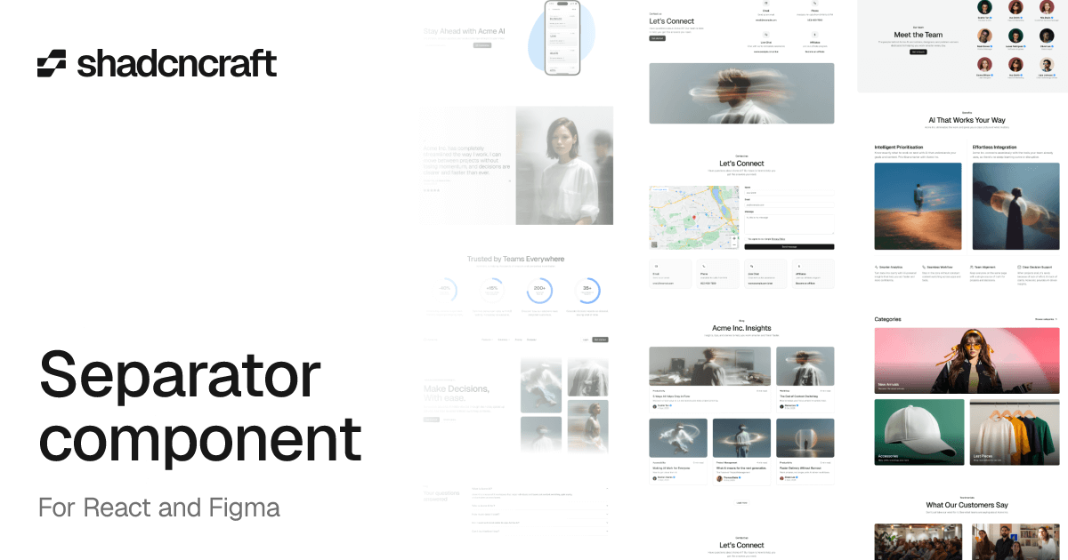 Separator component for shadcn/ui – React + Figma – shadcncraft