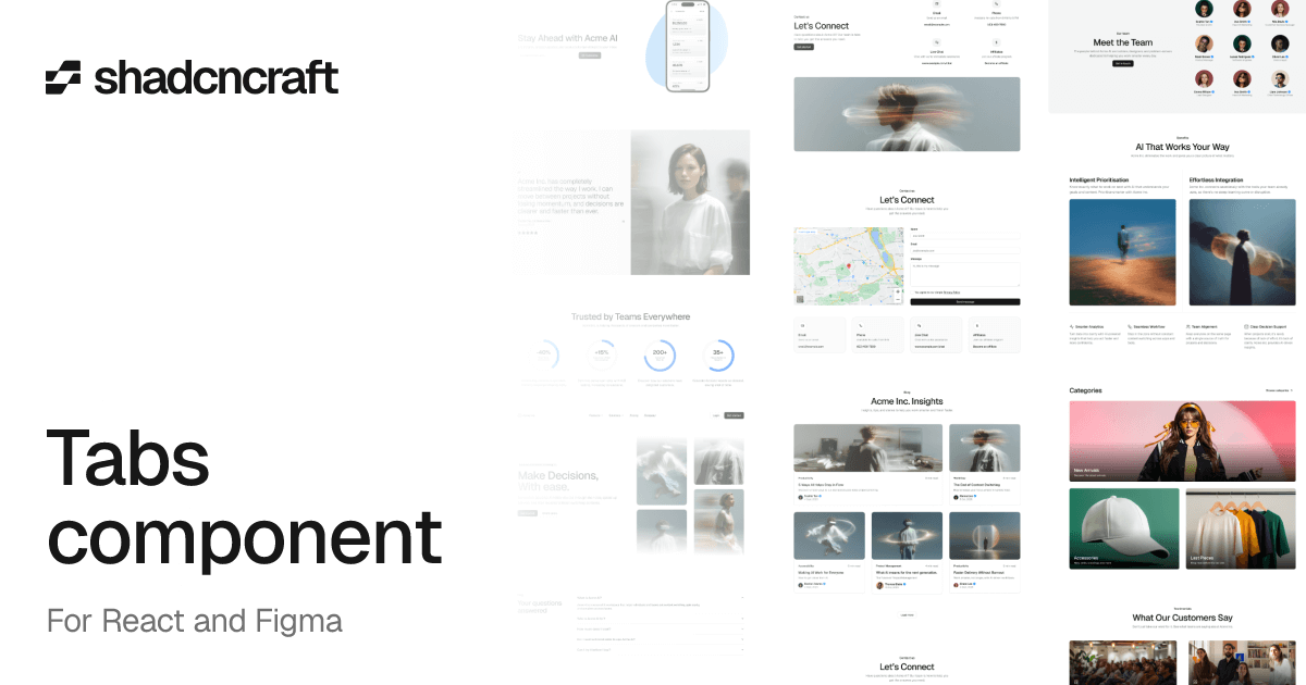 shadcn/ui tabs component for React and Figma – shadcncraft