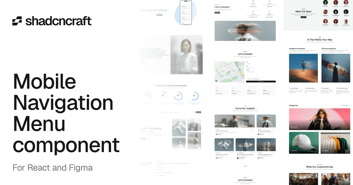 Componat Mobile Mobile Navigation Menu component for shadcn/ui – React + Figma ...