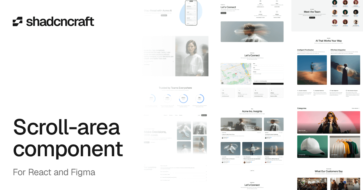 Scroll Component Ui Scroll-area component for shadcn/ui β React + Figma β shadcncraft